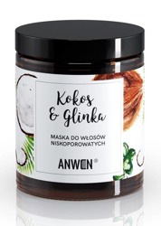 Anwen Maska do włosów niskoporowatych Kokos i Glinka 180ml