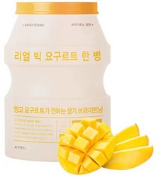 A'pieu Real Big Yogurt One-Bottle Mango jogurtowa rozjaśniająca maseczka w płachcie na bazie ekstraktu z mango 21g