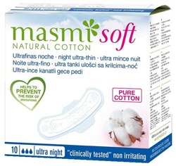 MASMI Soft Ultracienkie Podpaski Ze Skrzydełkami Na Noc 10szt