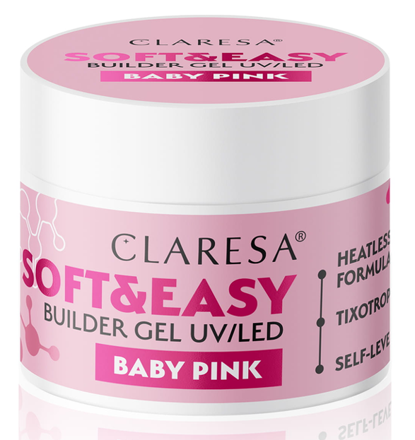 CLARESA Builder Gel UV/LED SOFT&EASY Żel budujący Baby Pink 90g