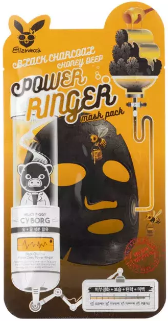 Elizavecca Black Charcoal Honey Deep Power Ringer Mask Miodowa maska w płachcie 23ml