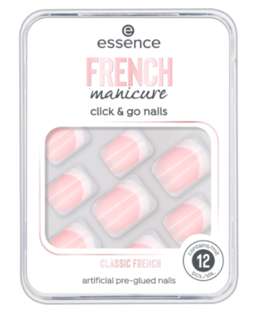 Essence French manicure Click&Go Nails Sampoprzylepne tipsy 01 Classic French 12szt