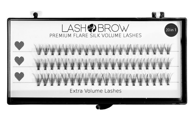 LashBrow Premium Flare Jedwabne rzęsy w kępkach Extra Volume Lashes 20in1