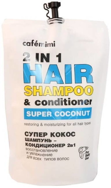 Le Cafe Mimi SUPER COCONUT Rewitalizujący szampon i odżywka 2w1 ZAPAS 450ml