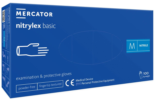 Mercator Nitrylex Basic Rękawiczki nitrylowe bezpudrowe - rozm. M 100 sztuk