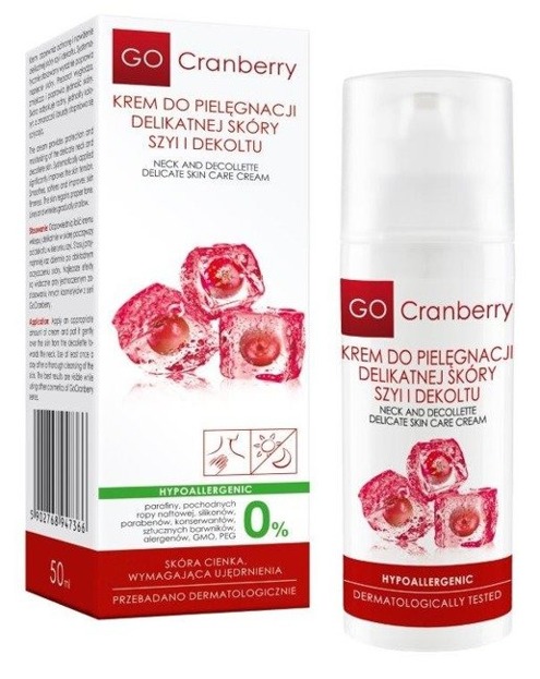 Nova Kosmetyki GoCranberry Krem do pielęgnacji delikatnej skóry szyi i dekoltu 50ml