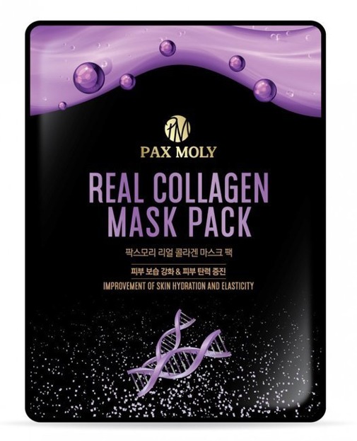 PAX MOLY Real Collagen Mask Pack Odżywczo-ujędrniająca maska w płachcie z kolagenem i komórkami macierzystymi żeń-szenia 25ml